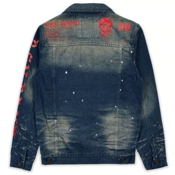 NWT Reason Indigo Fire Denim Jacket - Picture 4 of 4